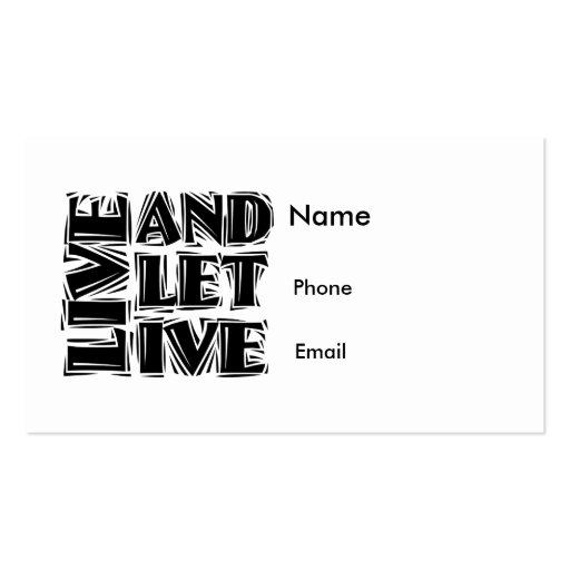 Live and Let Live Business Card Templates