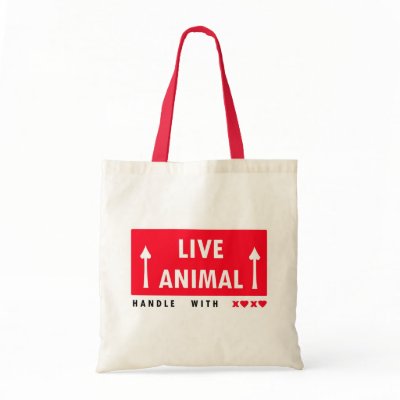 Live Animal Sticker Handle with Love Bags by catwomen01