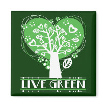 Live Green Abstract Tree Fridge Magnets
