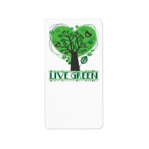 Live Green Abstract Tree Label