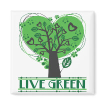 Live Green Abstract Tree Magnets