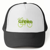 live green bike trucker hat