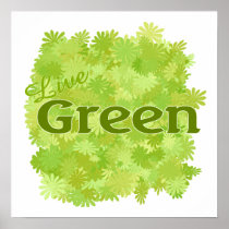 live green flowers poster
