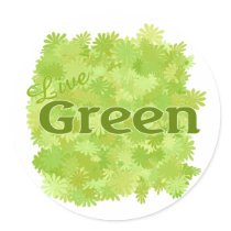 live green flowers round stickers