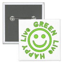 Live Green Live Happy Pro Environment Eco Friendly Pinback Button