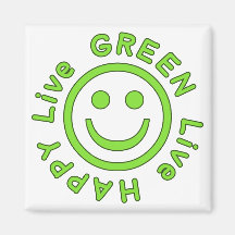 Live Green Live Happy Pro Environment Eco Friendly Refrigerator Magnets