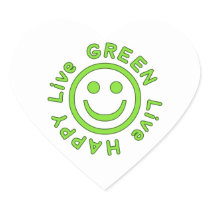Live Green Live Happy Pro Environment Eco Friendly Heart Stickers