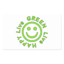 Live Green Live Happy Pro Environment Eco Friendly Rectangle Stickers