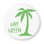 Live Green - Palm Tree Refrigerator Magnet