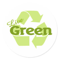 live green recycle round sticker