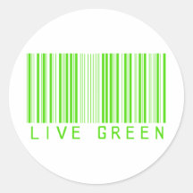 Live Green Round Sticker