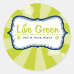 Live Green Round Stickers