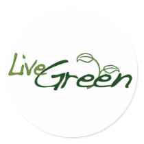 Live Green Round Stickers