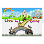 Live In Color Vintage Circus Animals Team Work Card