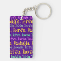 Live Laugh Love Encouraging Words Purple Girly Rectangle Acrylic Keychain