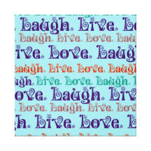 Live Laugh Love Encouraging Words Teal Blue Gallery Wrapped Canvas