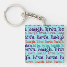 Live Laugh Love Encouraging Words Teal Blue Acrylic Keychains