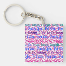 Live Laugh Love Girly Pink Zebra Stripes Print Key Chains