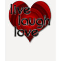 live laugh love t-shirt with big red heart