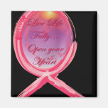 Live Life Fully: Breast Cancer Pink Ribbon Refrigerator Magnets