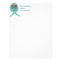 Live Life Fully Teal Ribbon Custom Letterhead