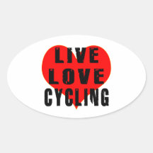 Live Love Cycling Oval Stickers