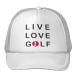 Live Love Golf Golfing Red Black Mesh Hat