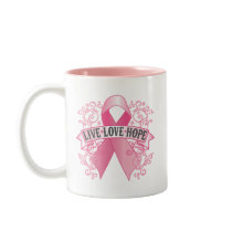 Live Love Hope Pink Ribbon Coffee Mugs