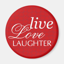 Live love laughter red heart valentine party favou magnets