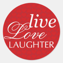 Live love laughter red heart valentine party favou stickers