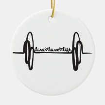 Live Love Lift Bar Black Christmas Ornaments