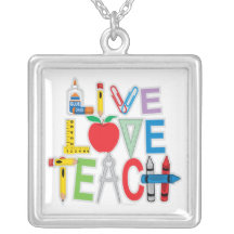 Live Love Teach Personalized Necklace