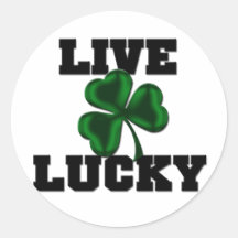 Live Lucky Round Stickers