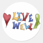 Live Well- Green Ribbon Round Sticker