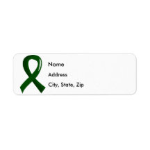 Liver Cancer Emerald Green Ribbon 3 Return Address Labels
