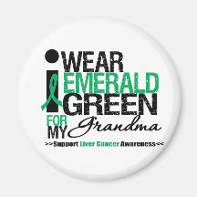Liver Cancer Emerald Green Ribbon For My Grandma Fridge Magnet