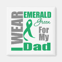 Liver Cancer I Wear Emerald Green Dad Refrigerator Magnets
