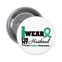 Liver Cancer I Wear Emerald Green For My Husband Pin