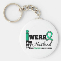Liver Cancer I Wear Emerald Green For My Husband Key Chain