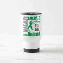 Liver Cancer I Wear Emerald Green Husband Mugs