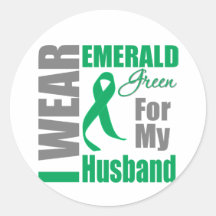 Liver Cancer I Wear Emerald Green Husband Stickers