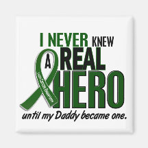 Liver Cancer NEVER KNEW A HERO 2 Daddy Fridge Magnets