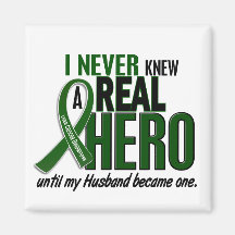 Liver Cancer NEVER KNEW A HERO 2 Husband Fridge Magnets