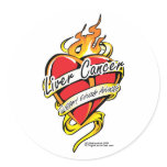 Liver Cancer Tattoo Heart Round Stickers
