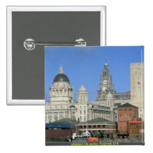 Liverpool city skyline, England, U.K. Pinback Button
