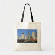 Liverpool city skyline, England, U.K. Canvas Bags