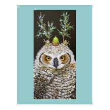Livia the great horned owlet postcard