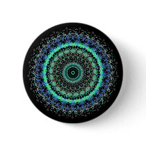 Living Green Mandala kaleidoscope button pin buttons
