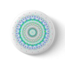 Living Green Mandala kaleidoscope button pin buttons