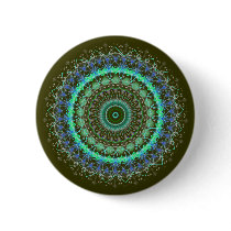 Living Green Mandala kaleidoscope button pin buttons